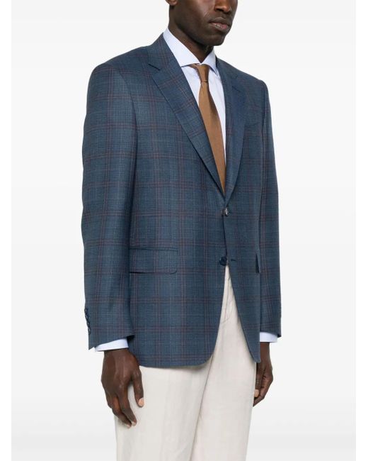 Canali Blue Checked Blazer for men