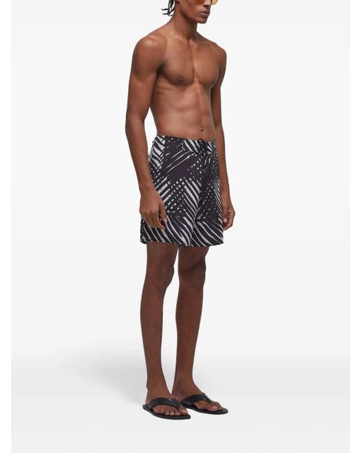 Osklen Black Palm Tree-Print Swim Shorts for men