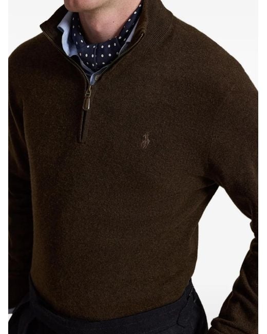 Polo Ralph Lauren Brown Long Sleeve Half-Zip Pullover for men