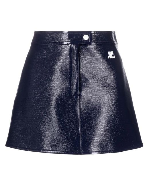 Courreges Blue Logo-Patch Cotton Skirt