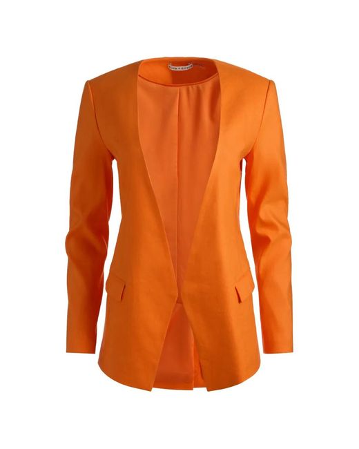 Alice + Olivia Orange Collarless Angled Blazer