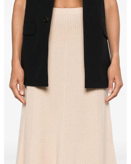 Forte_forte Natural Ribbed-Knit Midi Skirt