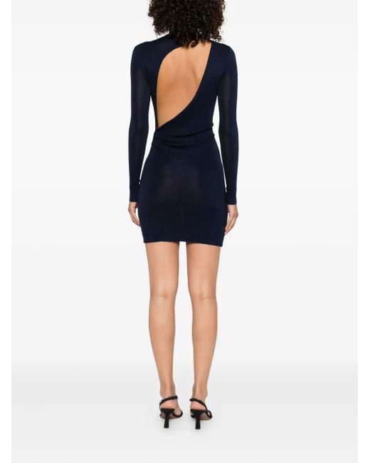 Self-Portrait Mini-Jurk Met Hoge Hals En Glitters in het Blue