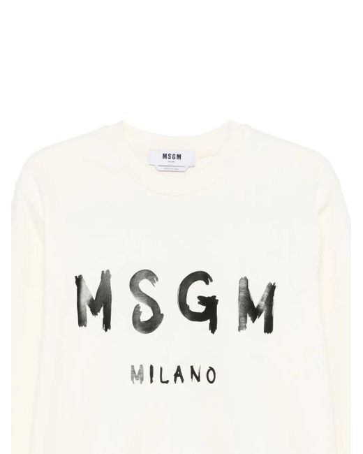 MSGM White Logo-Print Sweatshirt for men