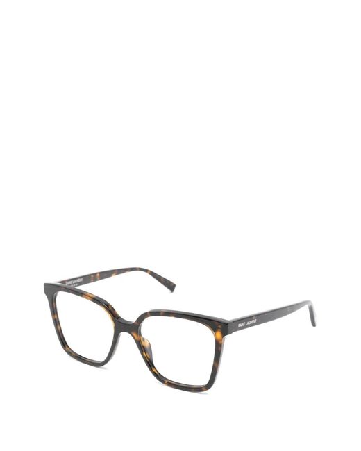 Saint Laurent Black Rectangle-Frame Glasses