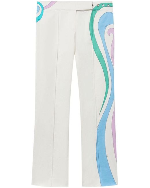 Emilio Pucci Blue Marmo-print Cotton-blend Trousers