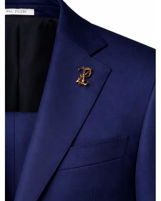 Pal Zileri Blue Costume En Laine À Plaque Logo for men