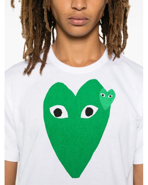 COMME DES GARÇONS PLAY Green Heart-Print T-Shirt