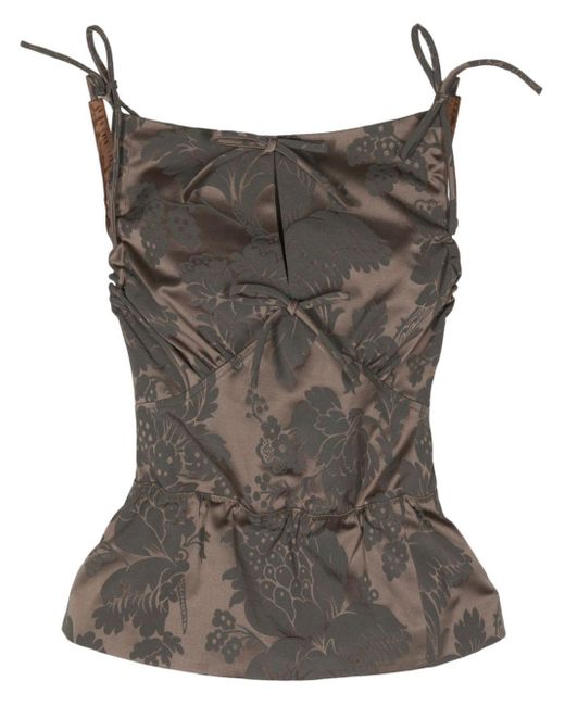 Floral-jacquard corset top MERYLL ROGGE de color Brown