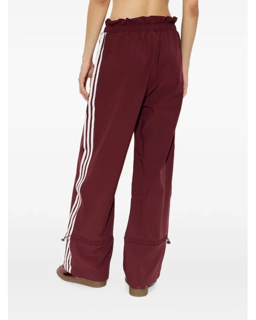 Adidas Red Wide-Leg Track Pants