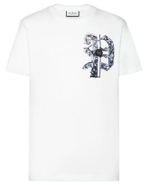 Philipp Plein White T-Shirt Round Neck Ss Skull for men