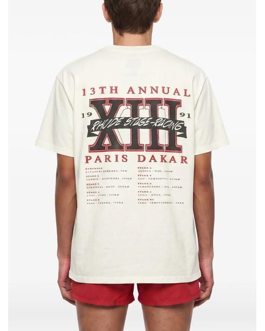 Rhude White Graphic-Print T-Shirt for men