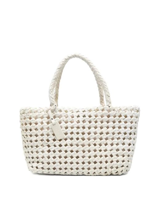VISONA White Regina Woven Tote Bag