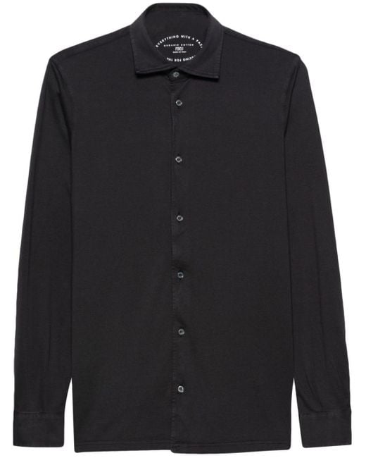 Fedeli Black Plain Organic-cotton Shirt for men