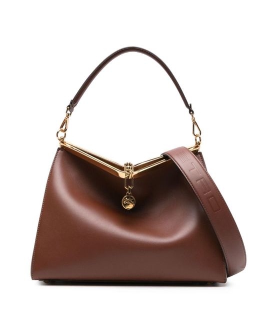 Etro Brown Large Vela Leather Tote Bag
