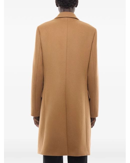 Fursac Natural Double-Breasted Herringbone Overcoat for men