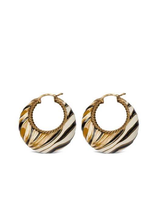 Pendientes de aro con logo en relieve Roberto Cavalli de color Metallic