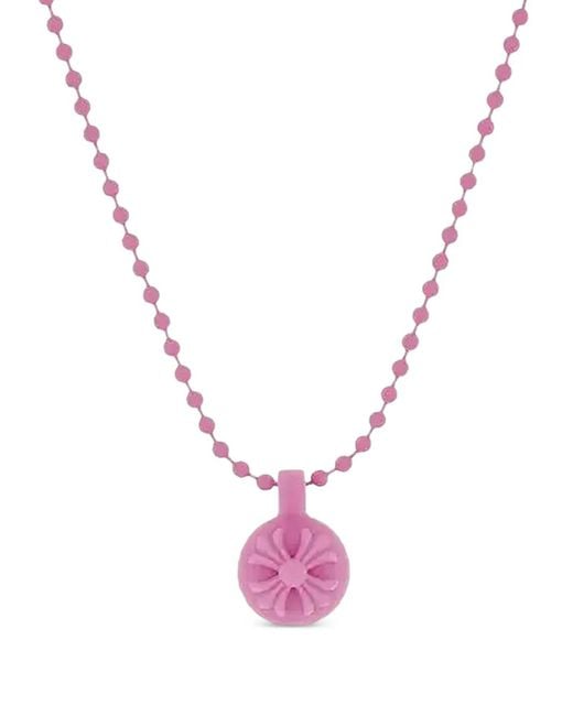 Chrome Hearts Pink Crossball Charm Necklace for men