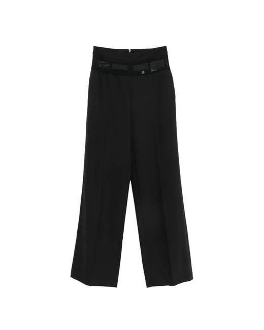 Imperial Black Mesh-Panel Wide-Leg Trousers