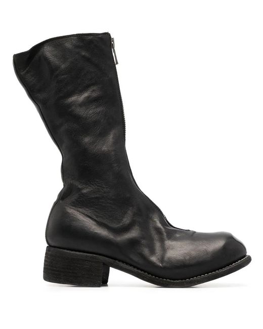 Guidi Black Front-Zip 45Mm Leather Boots