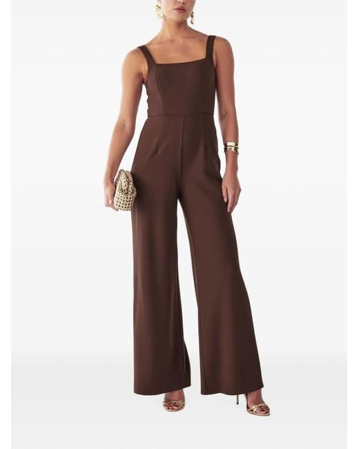 ST MRLO Brown Square-Neck Wide-Leg Jumpsuit