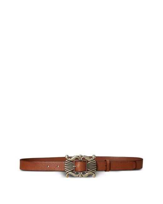 Polo Ralph Lauren White Decorative-Buckle Leather Belt