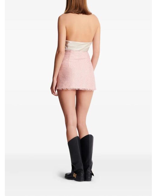 Balmain Pink Sequinned Tweed Skirt