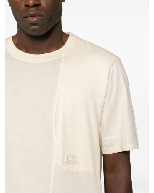 Camiseta con logo bordado C P Company de hombre de color White