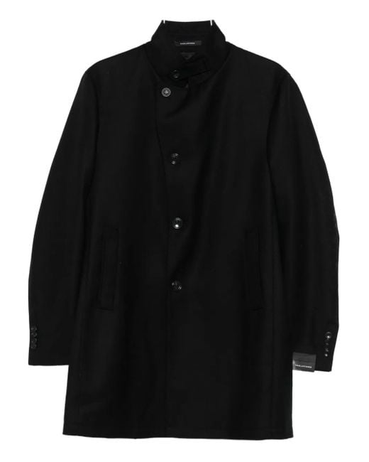 Tagliatore Black Buttoned Coat for men