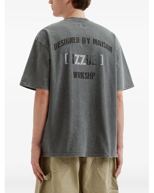 Izzue Gray Crew-Neck Cotton T-Shirt for men