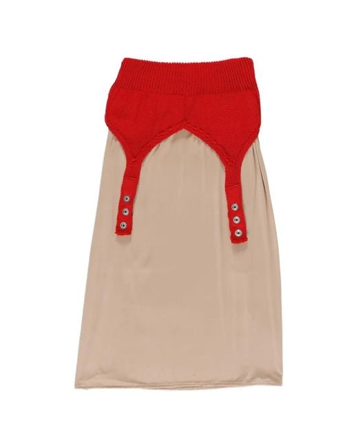 La Fetiche Red Eleni Knitted-Bralette Slip Mini Dress
