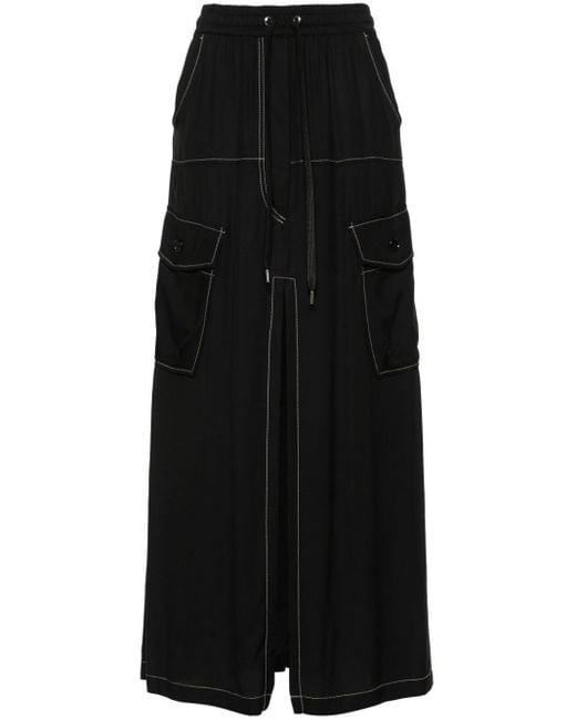 Jupe mi-longue Gulp à coutures contrastantes Pinko en coloris Black