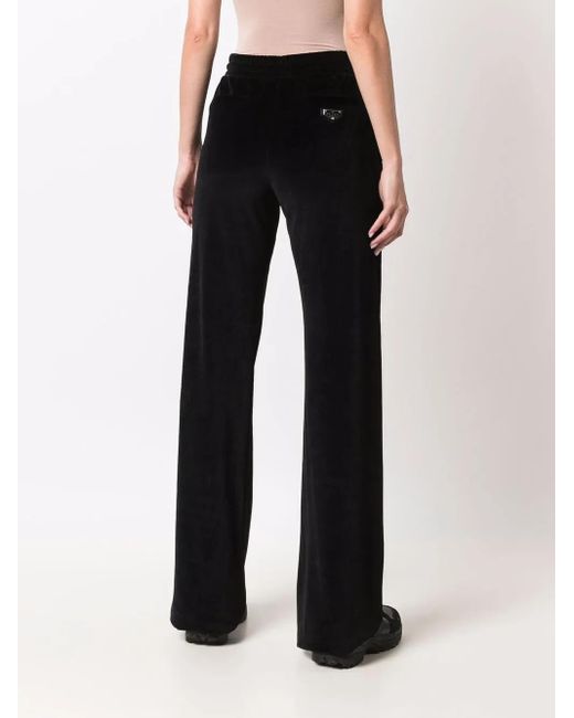Philipp Plein Black Crystal Chain Velvet Track Pants
