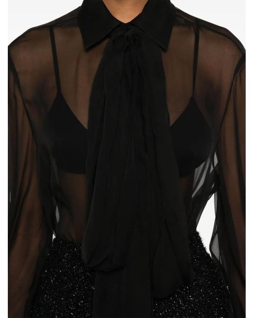 Valentino Garavani Black Scarf-Detail Shirt