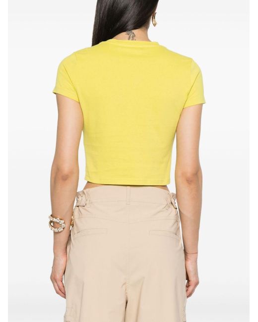 T-shirt crop con arricciatura di Elisabetta Franchi in Yellow