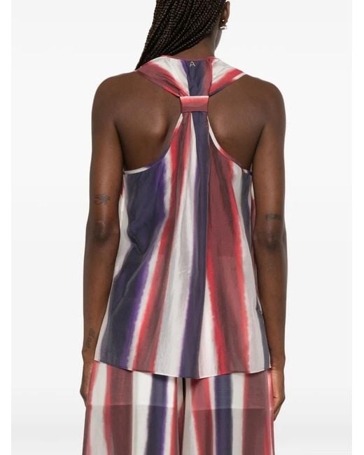Twinset White Striped Racer-Back Top