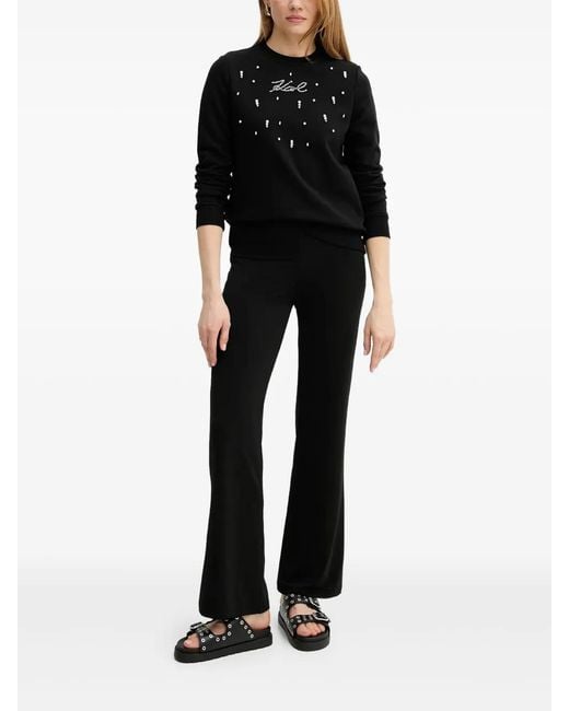 Karl Lagerfeld Black Logo-Embellished Sweatshirt
