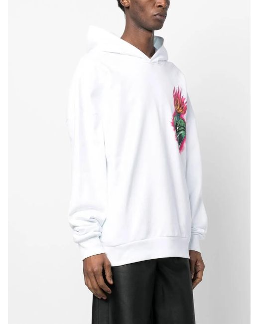 Philipp Plein White Love Tattoo Long-Sleeve Hoodie for men