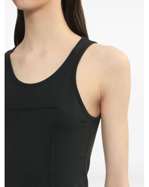 MM6 by Maison Martin Margiela Black Asymmetrical-Panel Tank Top