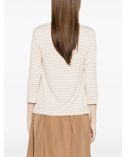 Marella Natural Striped Long-Sleeve T-Shirt
