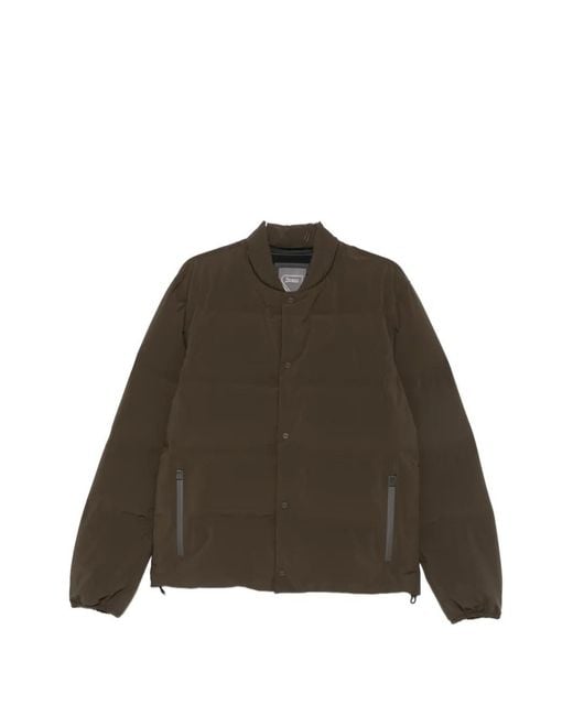 Herno Brown Quilted Press-Stud Jacket for men
