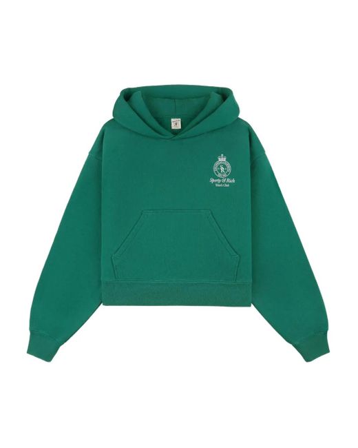 Sporty & Rich Green Logo-Embroidered Hoodie