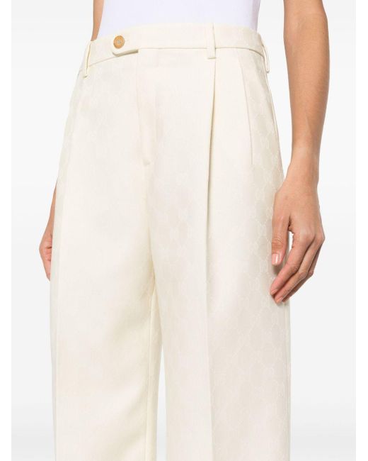 Pantalon en laine à motif GG Gucci en coloris White