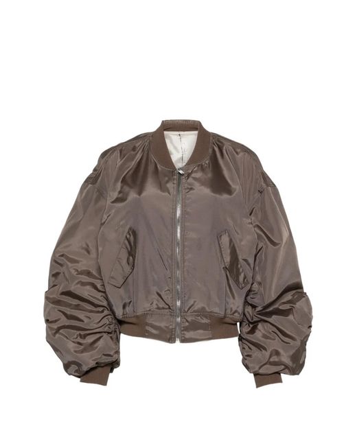 Rick Owens Brown Padded Zip-Up Bomber Jacket