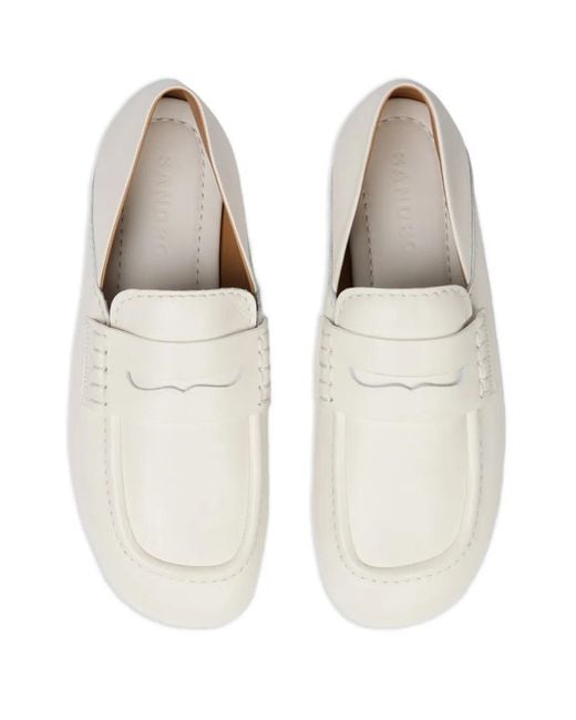 Sandro White Foldable-Counter Leather Loafers