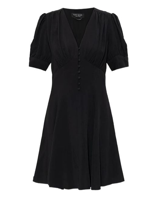 Kate Spade Black V-Neck Button Mini Dress