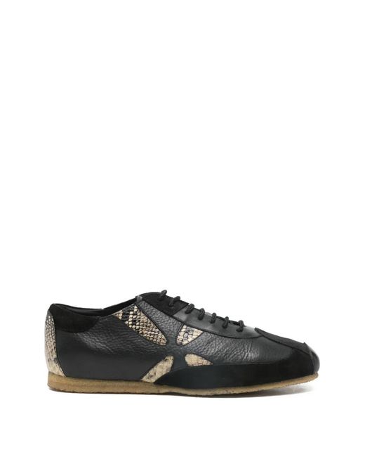 STEFAN COOKE Black Slashed Embossed Leather Sneakers for men