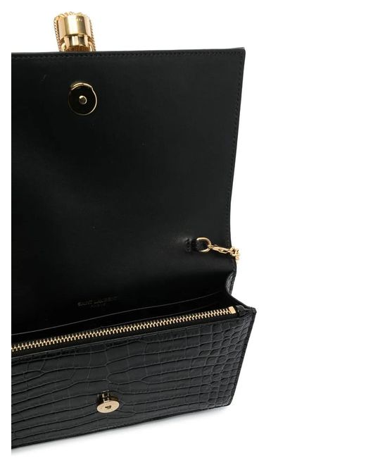 Saint Laurent Black Kate Monogram Tassel Bag