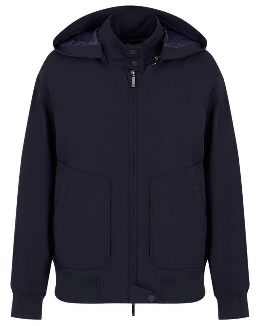 Emporio Armani Blue Hooded Zip-up Jacket