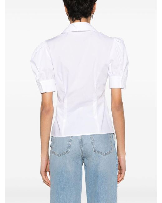 Liu Jo White Rhinestone-embellished Cotton Shirt